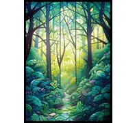 MTG Card Sleeves -Stained Glass Forest- Ultra Clear Front & Matte Finish Back, 100 Count Standard Size TCG Sleeves, Matte Art Sleeves for Magic The Gathering