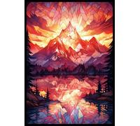 MTG Card Sleeves -Stained Glass Mountain- Ultra Clear Front & Matte Finish Back, 100 Count Standard Size TCG Sleeves, Matte Art Sleeves for Magic The Gathering