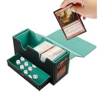 MTG Commander Deck Box Magnetic Closure Card Deck Box with Dice Tray/2 Display Windows, Premium Leather Large Capacity Card Storage Box Strong for Single Sleeved Cards Double Sleeved Card (green)
