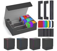 Mtg Deck Box Set, 4000+ PU Leather Strong Magnet Trading Card Storage Box, Card Case Set Include 3-Row Card Box, 4 Commander Deck Case, Playmat, Deck Box for TCG, MTG, CCG, YuGiOh