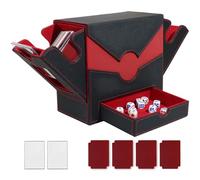 MTG Deck Box, Trading Card Storage Box with Commander Display, 500+ Cards Deck Case with 4 Dividers and 2 Toploader, Magic Card Organizer for TCG PTCG, Black Red