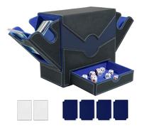 MTG Deck Box, Trading Card Storage Box with Commander Display, 500+ Cards Deck Case with 4 Dividers and 2 Toploader, Magic Card Organizer for TCG PTCG, Black Blue