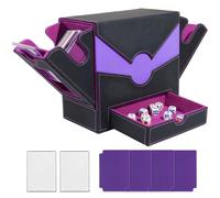 MTG Deck Box, Trading Card Storage Box with Commander Display, 500+ Cards Deck Case with 4 Dividers and 2 Toploader, Magic Card Organizer for TCG PTCG, Black Purple