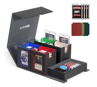 MTG Deck Box with Commander Display, 5 in 1 Trading Card Storage Box Fit 400 Double-sleeved Cards, Card Deck Case for TCG/Sports Cards with 4 Magnetic Card Holders-Global Patented Design(Colorful)