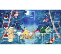 MTG Decks & More Premium Collection Playmat Compatible with Pokemon TCG - Bulbasaur, Pikachu, Squirtle