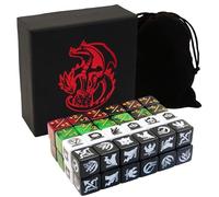 MTG dice Set with counters for Final Fantasy MTG - 50 dice Including keyword, +1 to +6, and -1 to -6 counters - Comes with Storage Box and Pouch (Red Blue Dual Color)