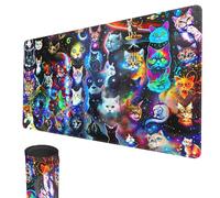MTG Playmat, 24" x 14" TCG Game Play Mat Stitched Edges Trading Card Mouse Pad with Storage Bag Smooth Rubber Surface Battle Game Mat (Cat Monster)