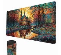 MTG Playmat, 24" x 14" TCG Playmats Stitched Edges Smooth Rubber Surface Battle Board Game MTG Playmat Horror Theme MTG Playmat for Halloween (Church)