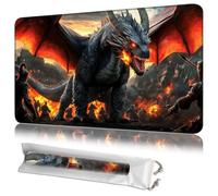 MTG Playmat 24" x 14" with Storage Bag, Premium Stitched Non-Slip Rubber Magic Tabletop Game Mat,Giant Dragon Attack, 2mm Thick, Machine Washable