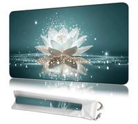 MTG Playmat 24" x 14" with Storage Bag, Premium Stitched Non-Slip Rubber Magic Tabletop Game Mat,Glowing White Lotus, 2mm Thick, Machine Washable