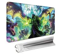 MTG Playmat 24x14 Inch,Knight Warcraft Battle TCG Magic The Gathering Playmat，Duskmourn Commander OCG CCG Card Board Game Mat Mousepad Desk pad with Stitched Edges Non-Slip Rubber Base