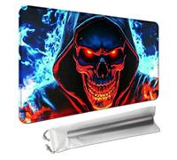 MTG Playmat 24x14 Inch,Skull in Blue Orange fire Magic The Gathering Playmat,TCG Playmat with Stitched Edges Non-Slip Rubber Base,Duskmourn Commander OCG CCG Card Board Game Mat Mousepad Desk Mat