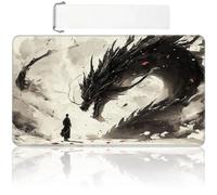 MTG Playmat 24x14 inch with Free Storage Bag, Non-Slip Rubber Base TCG Play Mat for Magic The Gathering, Card Playmat for YGO, Durable Portable Game Matt, Black Dragon
