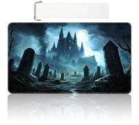 MTG Playmat 24x14 inch with Free Storage Bag, Non-Slip Rubber Base TCG Play Mat for Magic The Gathering, Card Playmat for YGO, Durable Portable Game Matt, Haunted Castle