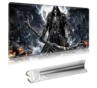 MTG Playmat 24x14 Inches - Large TCG/CCG Trading Card Game Mat, Full Artwork Design, Non-Slip Rubber Base & Smooth Cloth Surface, Free Storage Bag Included,Ancient City and Grim Reaper