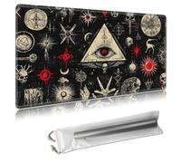MTG Playmat 24x14 Inches - Large TCG/CCG Trading Card Game Mat, Full Artwork Design, Non-Slip Rubber Base & Smooth Cloth Surface, Free Storage Bag Included,Mystical Symbols and Spells