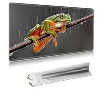 MTG Playmat 24x14 Inches - Large TCG/CCG Trading Card Game Mat, Full Artwork Design, Non-Slip Rubber Base & Smooth Cloth Surface, Free Storage Bag Included,Rainy Day Frog