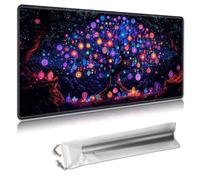 MTG Playmat 24x14 Inches - Large TCG/CCG Trading Card Game Mat, Full Artwork Design, Non-Slip Rubber Base & Smooth Cloth Surface, Free Storage Bag Included,Fantasy Starlight Tree of Life