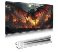 MTG Playmat 24x14 Inches - Large TCG/CCG Trading Card Game Mat, Full Artwork Design, Non-Slip Rubber Base & Smooth Cloth Surface, Free Storage Bag Included,Soaring Dragon&Ancient Castle