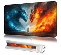 MTG Playmat 27.5" x 15.7" with Storage Bag, Premium Stitched Non-Slip Rubber Magic Tabletop Game Mat,FireIceDragon, 2mm Thick, Machine Washable