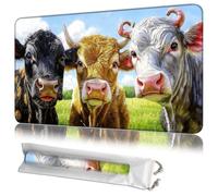 MTG Playmat 27.5" x 15.7" with Storage Bag, Premium Stitched Non-Slip Rubber Magic Tabletop Game Mat,Three Cows in Pasture, 2mm Thick, Machine Washable