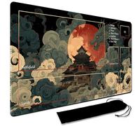 MTG Playmat, 60 x 35CM MTG Playmat with Zones, Stitched Edges Game Play Mat Trading Card Game Playmats Mouse Pad Smooth Rubber Surface TCG Game Mat with Storage Bag (With Zone,4)