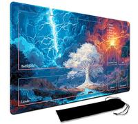 MTG Playmat, 60 x 35CM MTG Playmat with Zones, Stitched Edges Game Play Mat Trading Card Game Playmats Mouse Pad Smooth Rubber Surface TCG Game Mat with Storage Bag (With Zone,11)