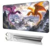MTG Playmat Size 24x14in - Magic The Gathering Playmat for TCG - Card Playmat for Magic, with Free Storage Bags, Perfect for Card Games and Collectibles, Two Dragons