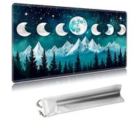 MTG Playmat - TCG Card Game Mat for Magic The Gathering - 24x14 Inches - Stitched Edges, Non-Slip Rubber Base, Portable Desk Play Mat for Board Games - with Storage Bag,Art Moon Phases Mountains