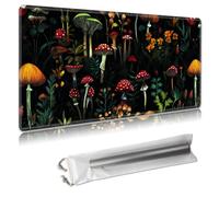 MTG Playmat - TCG Card Game Mat for Magic The Gathering - 24x14 Inches - Stitched Edges, Non-Slip Rubber Base, Portable Desk Play Mat for Board Games - with Storage Bag,Forest Mushrooms and Plants