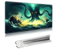 MTG Playmat - TCG Card Game Mat for Magic The Gathering - 24x14 Inches - Stitched Edges, Non-Slip Rubber Base, Portable Desk Play Mat for Board Games - with Storage Bag,Kraken Attacking Ocean Ship