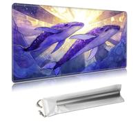 MTG Playmat - TCG Card Game Mat for Magic The Gathering - 24x14 Inches - Stitched Edges, Non-Slip Rubber Base, Portable Desk Play Mat for Board Games - with Storage Bag,Purple Blue Whales