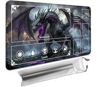 MTG Playmat with Zones 24x14 Inch - Trading Card Game Mat for Magic The Gathering,Commander Playmat with Storage Bags,TCG Card Battle Mat,Black Dragon