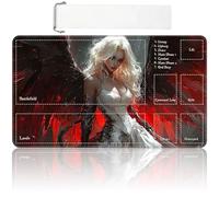 MTG Playmat with Zones 24x14 Inch - Trading Card Game Mat for Magic The Gathering, TCG Playmat with Free Bag, Card Battle Play Mat, Shining Angel