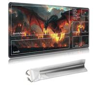 MTG Playmat with Zones 24x14 Inches - Trading Card Game Mat for TCG & CCG, Organized Layout, Non-Slip Rubber Base, Smooth Cloth Surface, Includes Free Storage Bag,Soaring Dragon&Ancient Castle