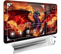 MTG Playmat with Zones 27.6x15.7 Inch - Trading Card Game Mat for Magic The Gathering,Commander Playmat with Storage Bags,TCG Card Battle Mat,Black Fire Dragon Magma