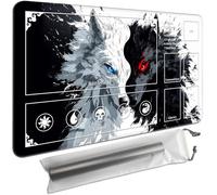MTG Playmat with Zones 27.6x15.7 Inch - Trading Card Game Mat for Magic The Gathering,Commander Playmat with Storage Bags,TCG Card Battle Mat,Black White Wolves