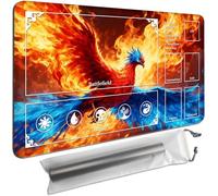 MTG Playmat with Zones 35x19.7 Inch - Trading Card Game Mat for Magic The Gathering,Commander Playmat with Storage Bags,TCG Card Battle Mat,Fiery Phoenix Bird