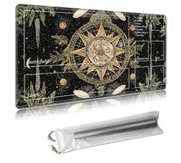 MTG Playmat with Zones - TCG Card Game Mat for Magic The Gathering - 24x14 Inches - Stitched Edges, Non-Slip Rubber Base - Portable Play Mat with Free Storage Bag,Celestial Zodiac Mushrooms
