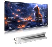 MTG Playmat with Zones - TCG Card Game Mat for Magic The Gathering - 24x14 Inches - Stitched Edges, Non-Slip Rubber Base - Portable Play Mat with Free Storage Bag,Galaxy Cute Cat