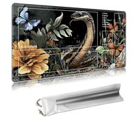 MTG Playmat with Zones - TCG Card Game Mat for Magic The Gathering - 24x14 Inches - Stitched Edges, Non-Slip Rubber Base - Portable Play Mat with Free Storage Bag,Cobra, Flowers and Butterfly