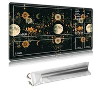 MTG Playmat with Zones - TCG Card Game Mat for Magic The Gathering - 24x14 Inches - Stitched Edges, Non-Slip Rubber Base - Portable Play Mat with Free Storage Bag,Moon Phases, Flowers and Stars