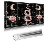 MTG Playmat with Zones - TCG Card Game Mat for Magic The Gathering - 24x14 Inches - Stitched Edges, Non-Slip Rubber Base - Portable Play Mat with Free Storage Bag,Snake, Star Moon and Peony