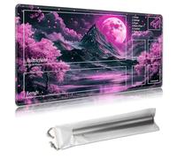 MTG Playmat with Zones - TCG Card Game Mat for Magic The Gathering - 24x14 Inches - Stitched Edges, Non-Slip Rubber Base - Portable Play Mat with Free Storage Bag,Fantasy Pink Cherry Blossom