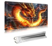 MTG Playmat with Zones - TCG Card Game Mat for Magic The Gathering - 24x14 Inches - Stitched Edges, Non-Slip Rubber Base - Portable Play Mat with Free Storage Bag,Majestic Chinese Dragon