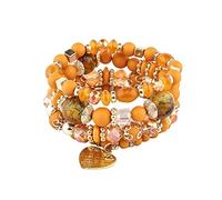 Mtgb1000 Stackable Bead Bracelets Ladies Mens Multilayer Bracelet Set Multicolor Jewelry Watches for Big Wrists Men (K, One Size)