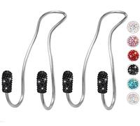 MTGOCHA Bling Car Seat Hooks, 4 Pack Universal Car Backseat Headrest Hangers Rhinestones Car Hangers Organizer Durable Auto Car Purse Hooks for Handbag Clothes Hat Grocery -Black