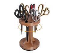 MTGSTOCL 12-Slot Wooden Rotating Scissor Holder | 360° Swivel Base for Effortless Access | Universal Organizer for Sewing, Craft & Household Desktop Storage