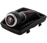 Mthxzy Gear Shift Knob Assembly Gear Knob Cover, for A4 B6 B7 2000 2001 2002 2003-2008 Manual 5 6 Speed Car Shift Shifter Lever Handle Head with Leather Dust Proof Cove(Black 5 Speed Black Red)