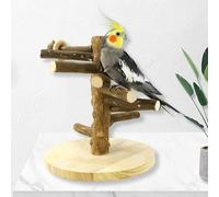 Mtiemxig Wooden Parrot Play Stand - Natural Bird Climbing Tree with Ladder & Swing - Robust Play & Training Paradise for Budgies, Cockatiels, Parrots